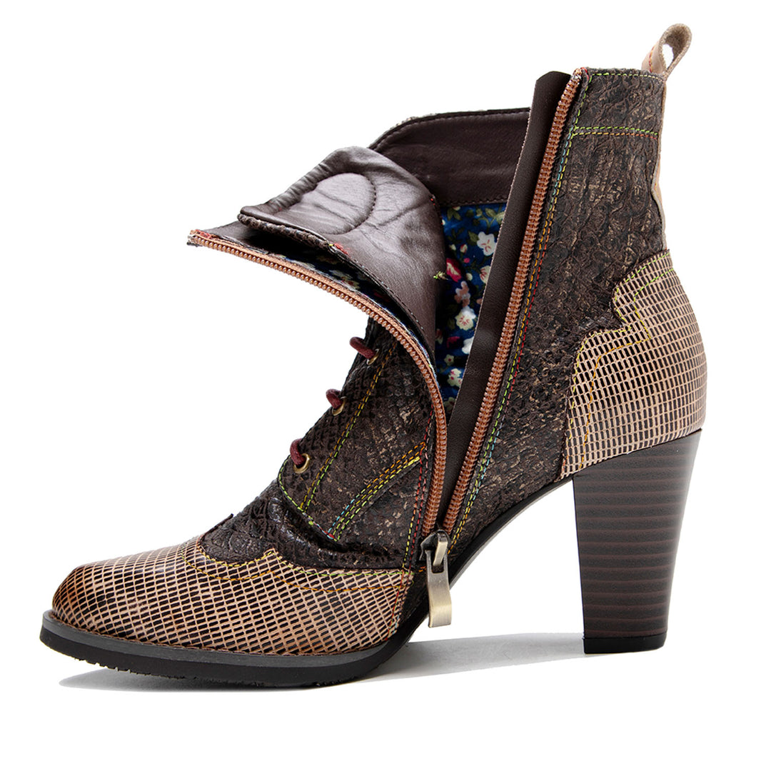 Plaid Pattern Handmade High-heel Boots