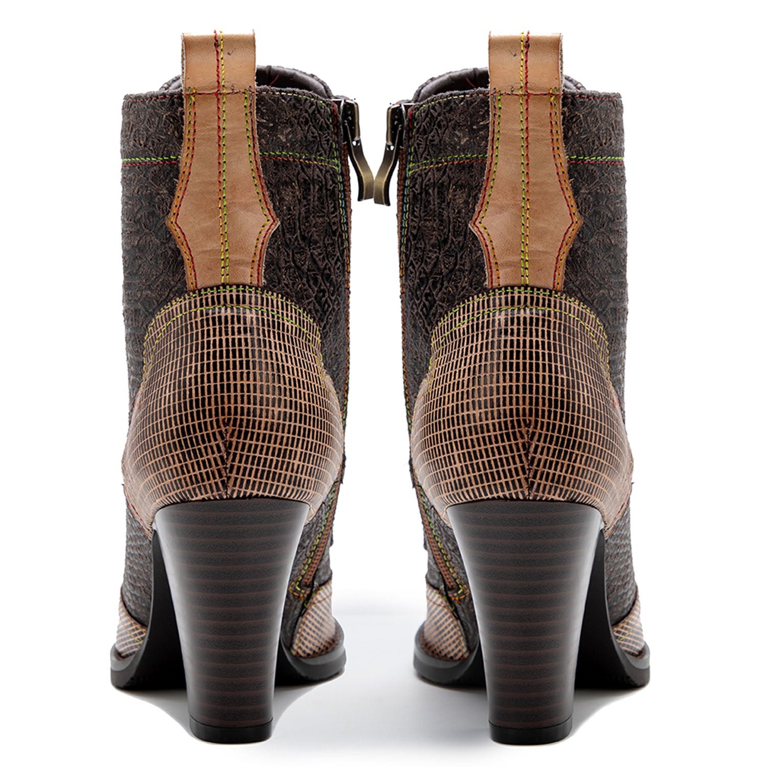 Plaid Pattern Handmade High-heel Boots