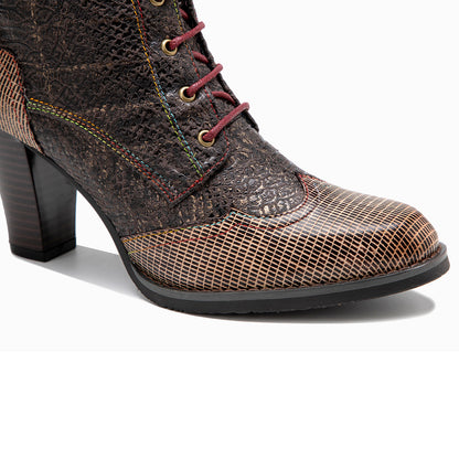 Plaid Pattern Handmade High-heel Boots