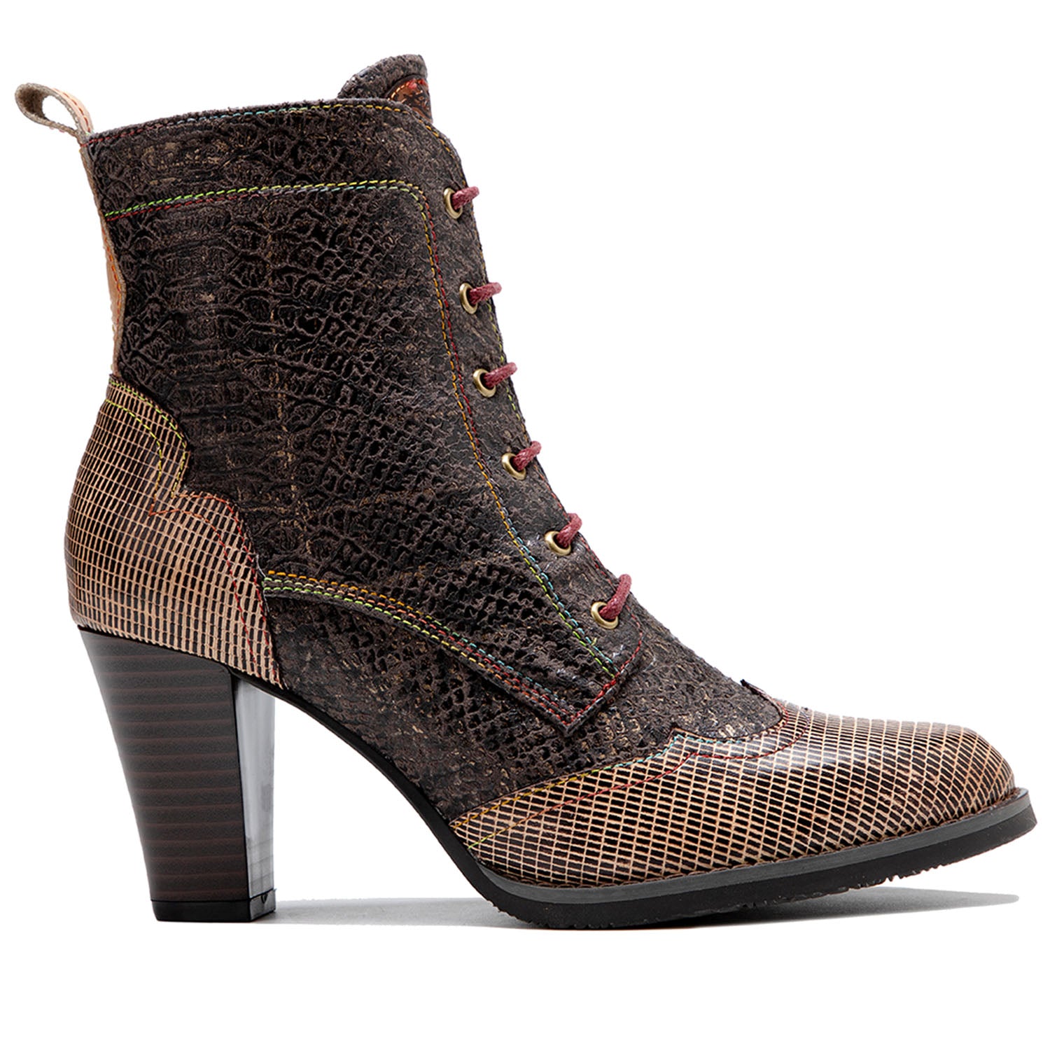 Plaid Pattern Handmade High-heel Boots