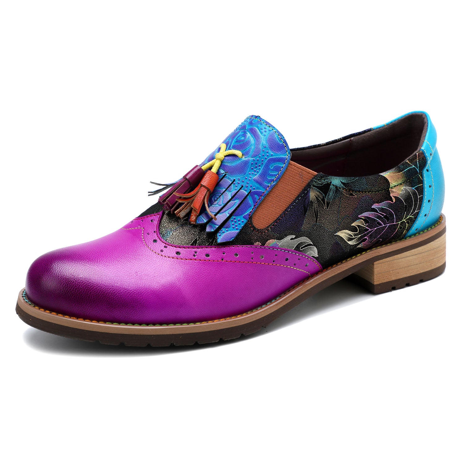 Bohemian Painted  Brogue Genuine Leather Shoes