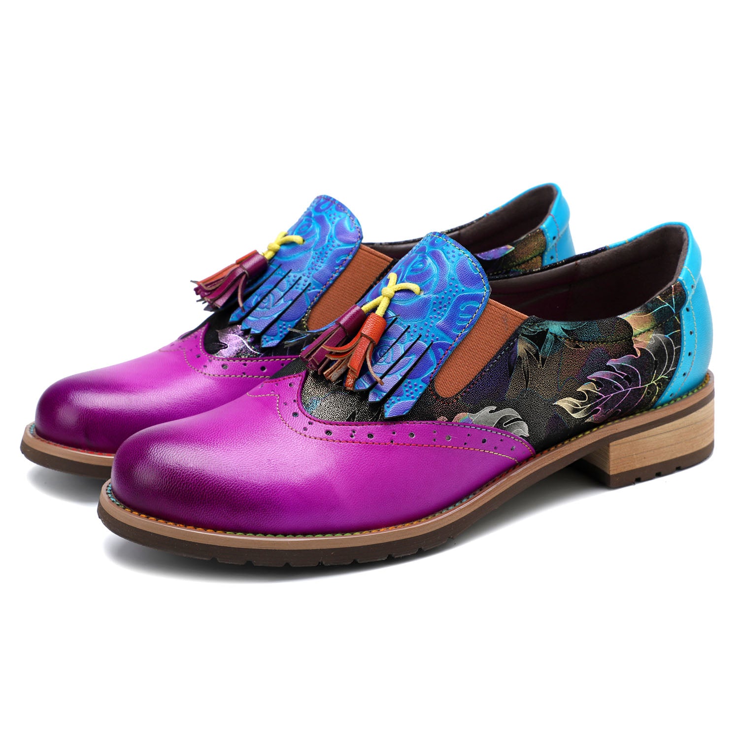 Bohemian bemalte Brogue echte Lederschuhe