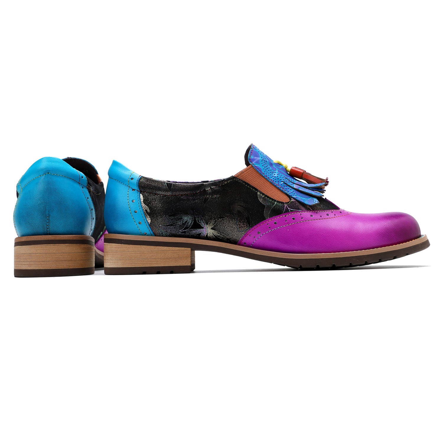 Bohemian Painted  Brogue Genuine Leather Shoes