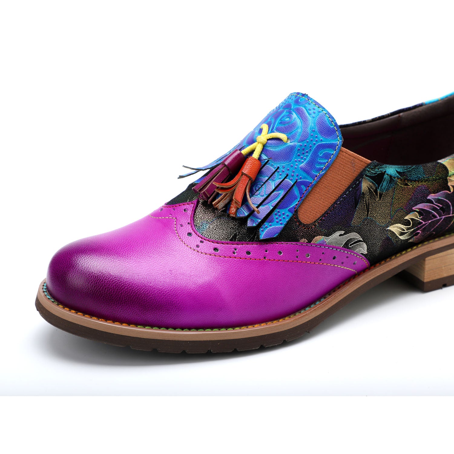 Bohemian Painted  Brogue Genuine Leather Shoes