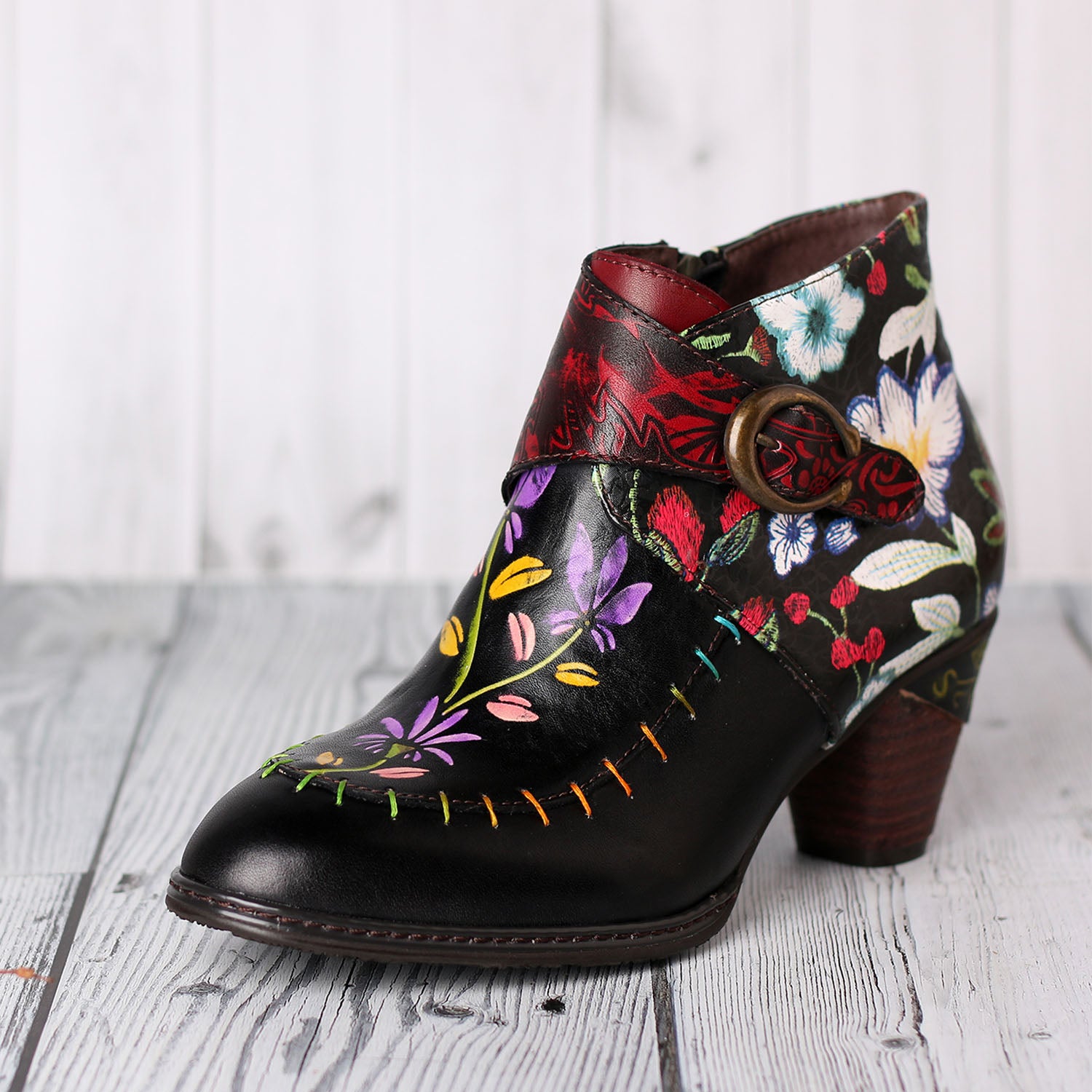 Black painted best sale ankle boots