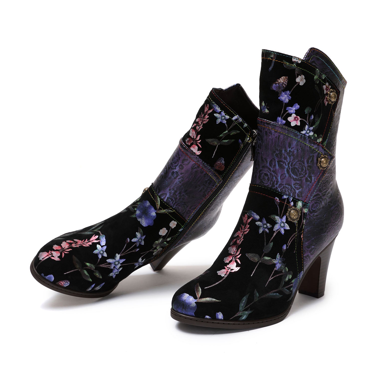 Hand Painted Leather High Heel Boots