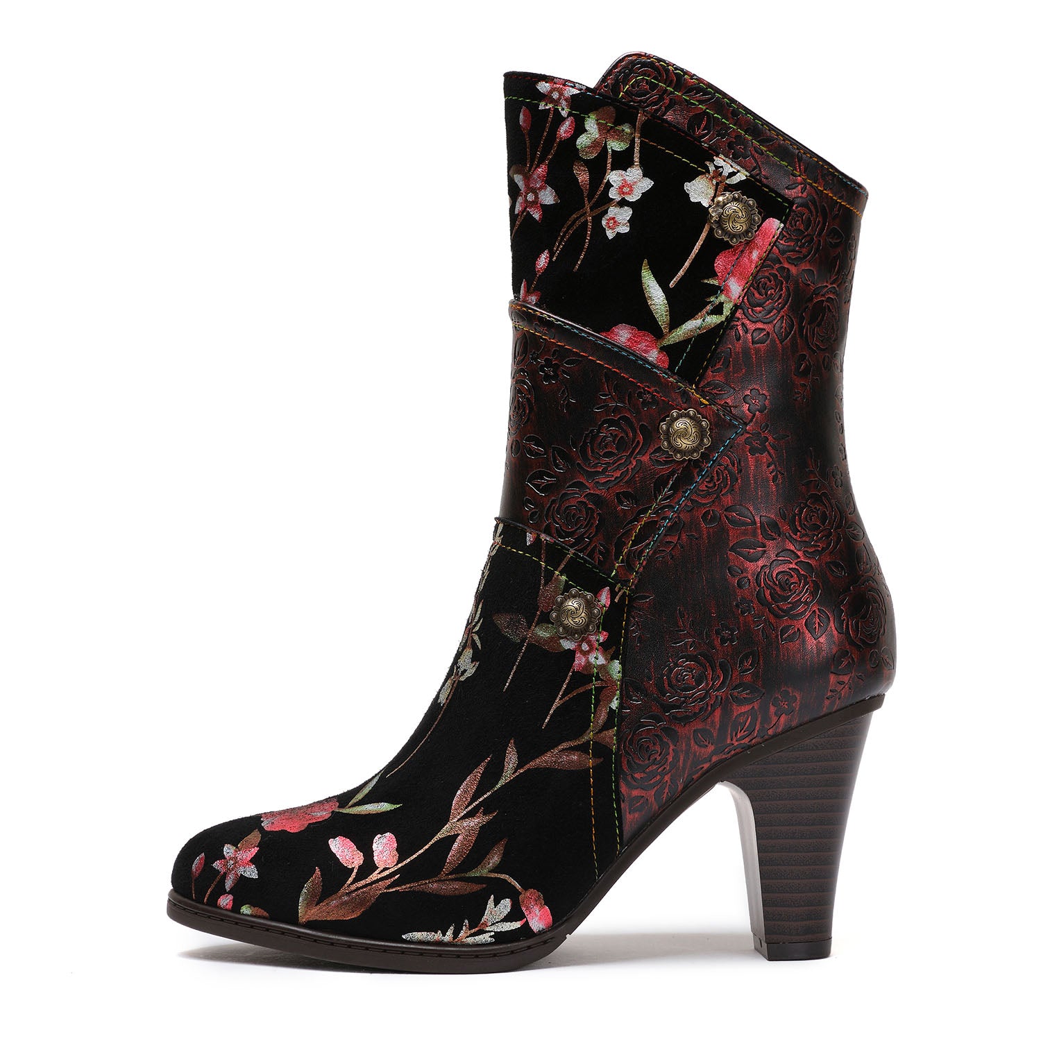 Hand Painted Leather High Heel Boots