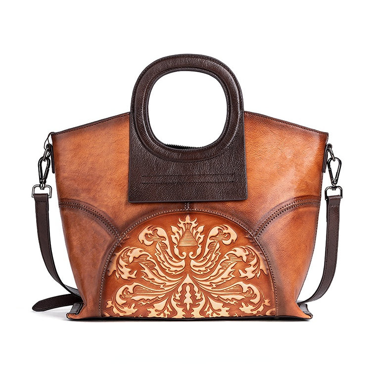 Vintage-Inspired Genuine Leather Crossbody Bag