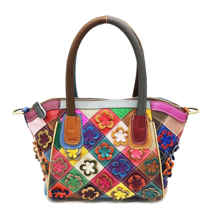 Vogue Female Floral Color Matching Fashion Handbag