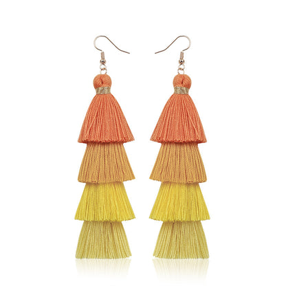 Retro Handmade Long Tassel Earrings