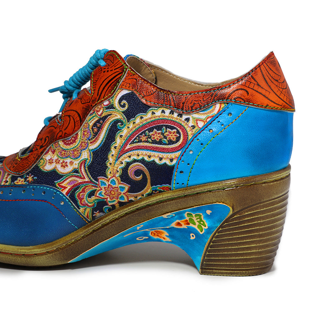 Bohemian Flower Painted  Brogue Shoes