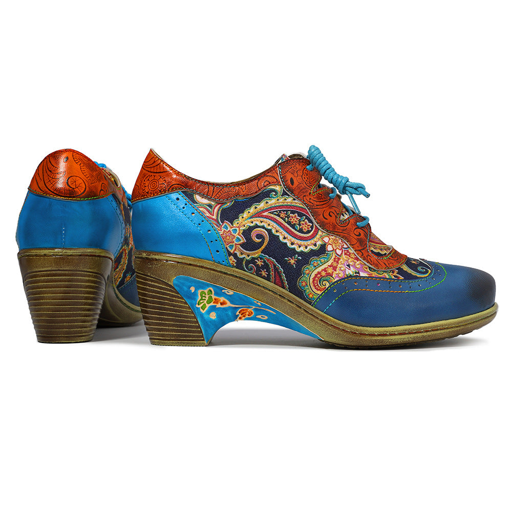 Bohemian Flower Painted  Brogue Shoes