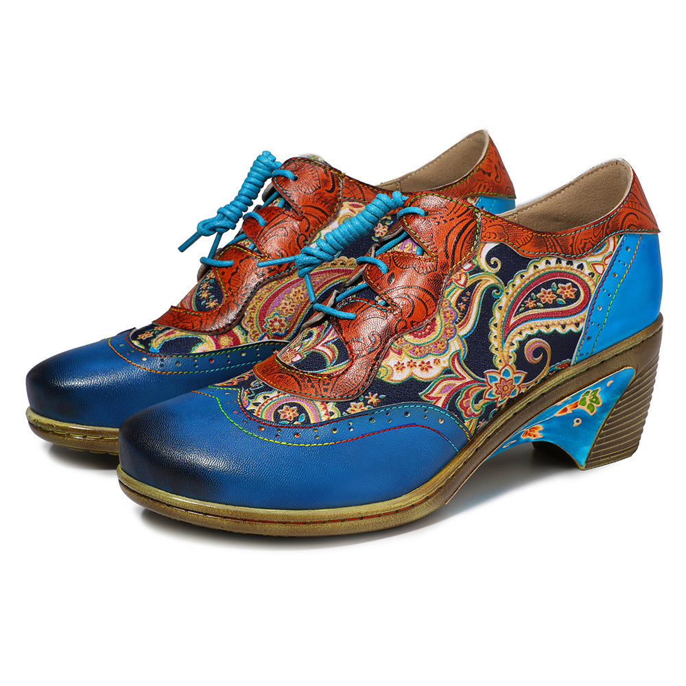 Bohemian Flower Painted Brogue Shoes – superladystar