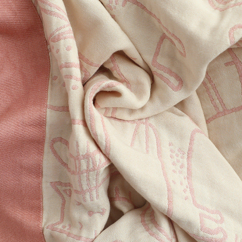 Four-Layer Cotton Quilt Cartoon Cat Towel Blanket