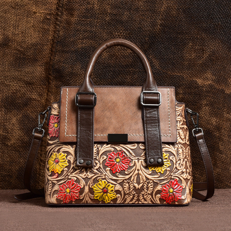Classy Retro Floral Handstitched Crossbody