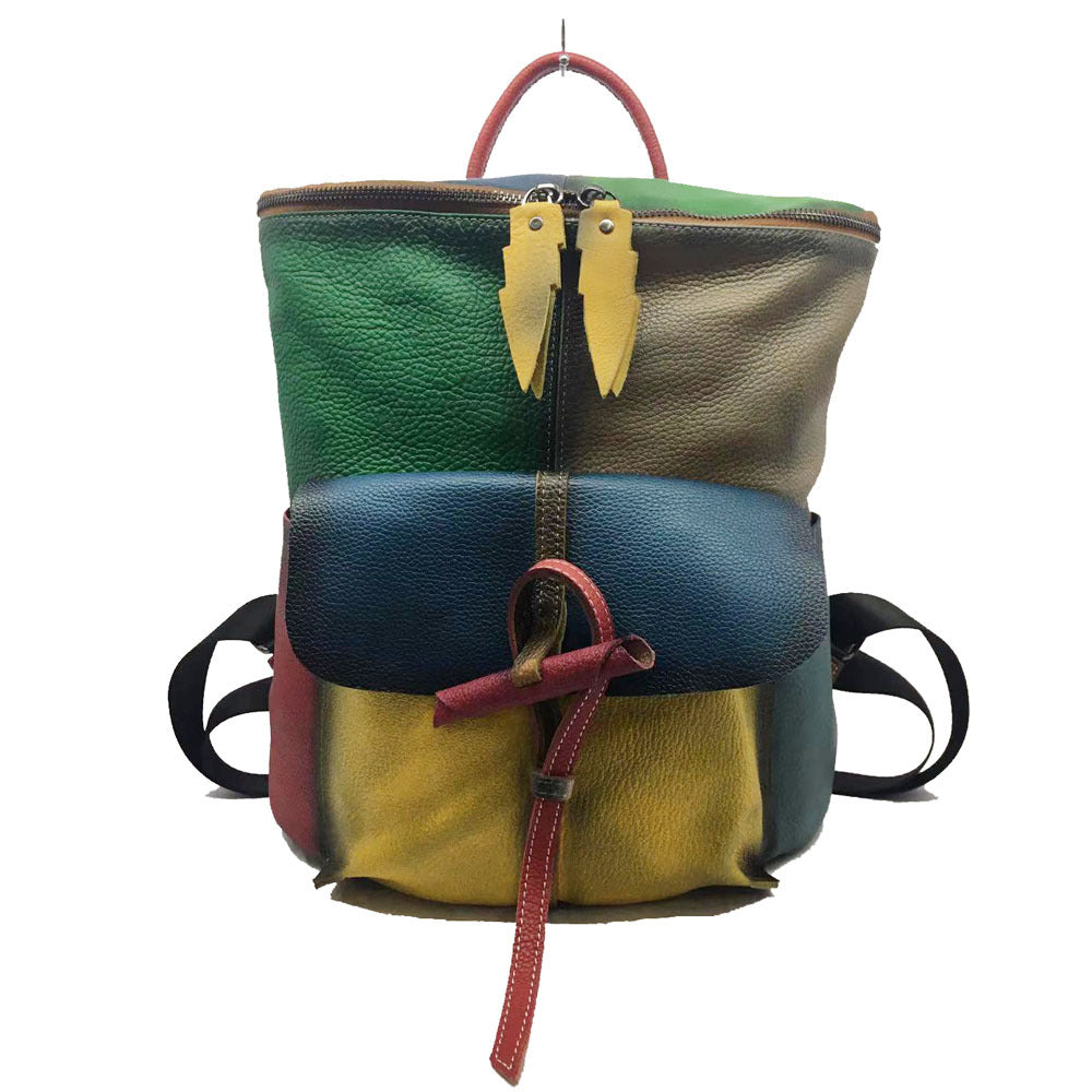 Retro Leather Rubbed Cowhide Bucket Bag