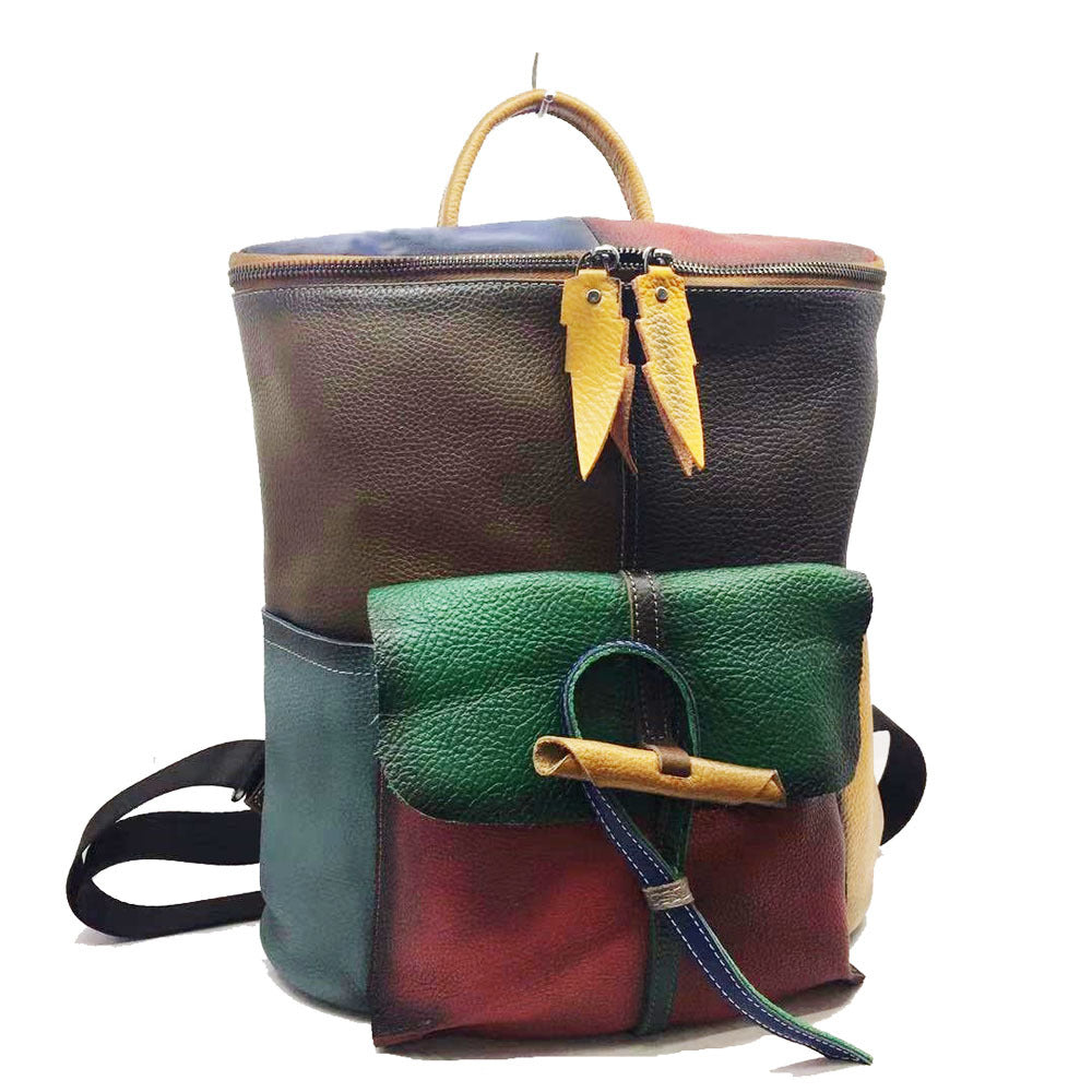 Retro Leather Rubbed Cowhide Bucket Bag