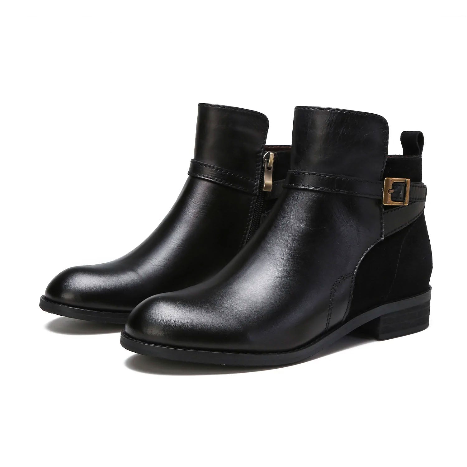 Bottes plates en cuir confortables