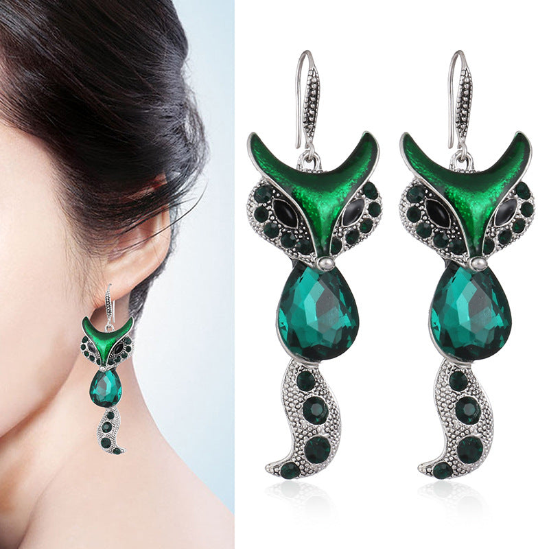 Retro Exaggerated Long Fox Earrings