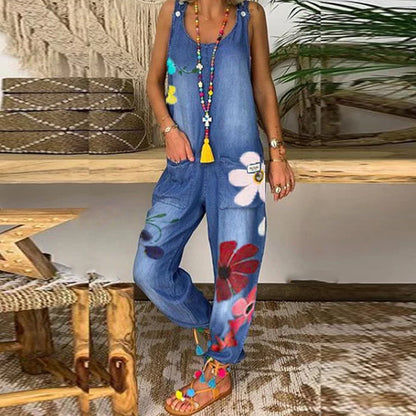 Bohemian Loose Comfortable Wave Print Jumpsuit