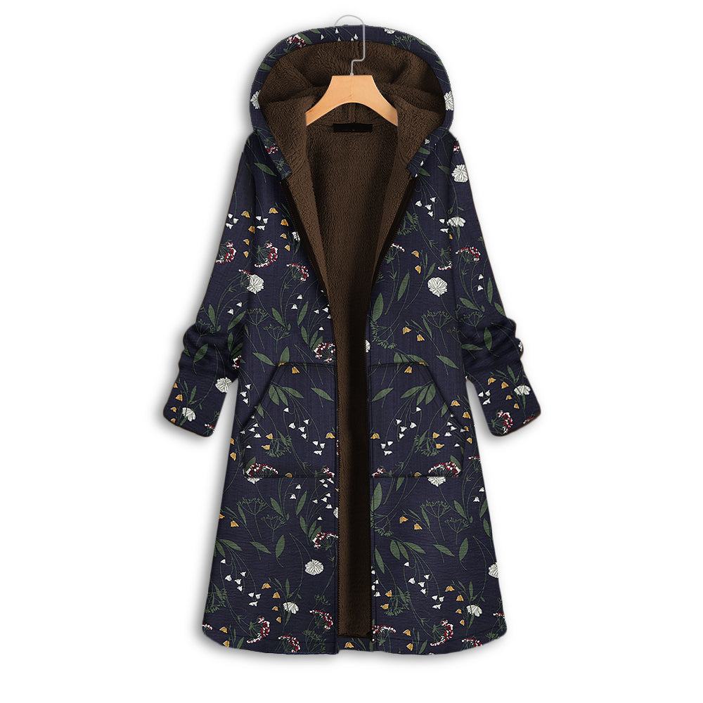 Ladies Floral Printed Warm Lined Jacket Coat – superladystar