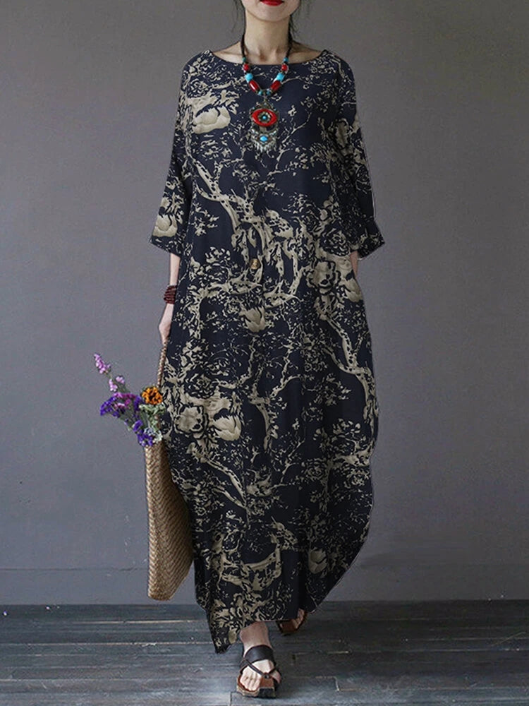 Casual Long Sleeve Vintage Women Sundress