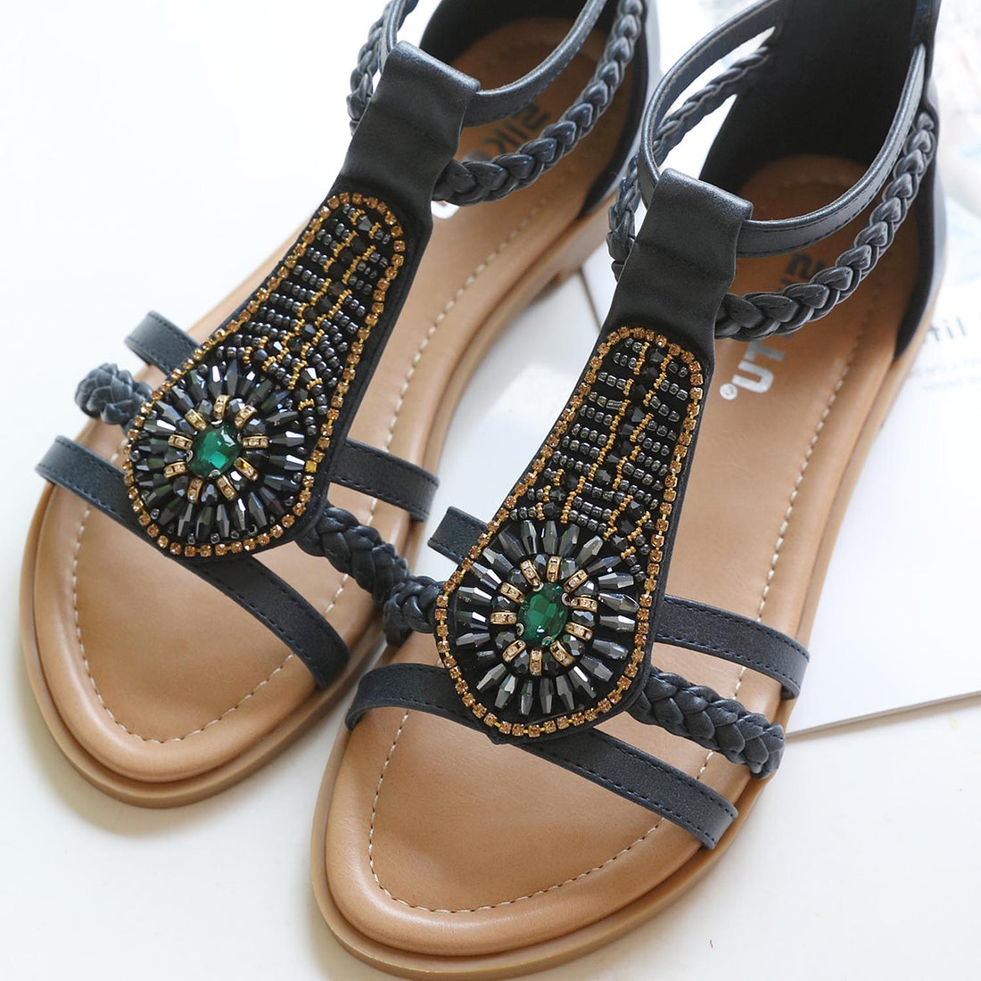 Bohemian Strass Strandsandalen