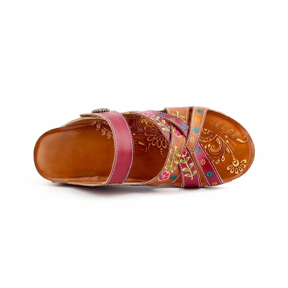 Sandalias de rontura de costura floral en relieve