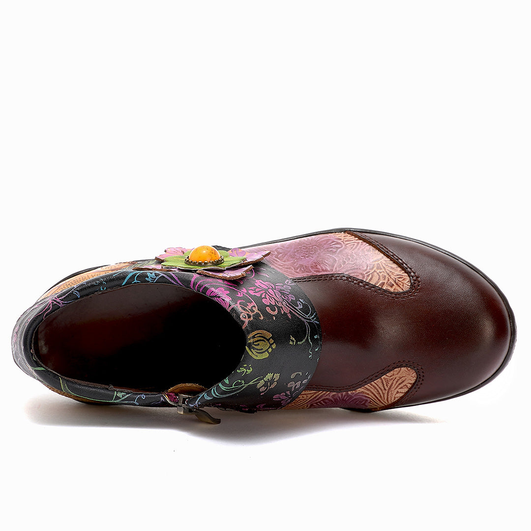 Vintage Hand Painted Genuine Leather Flat Shoes