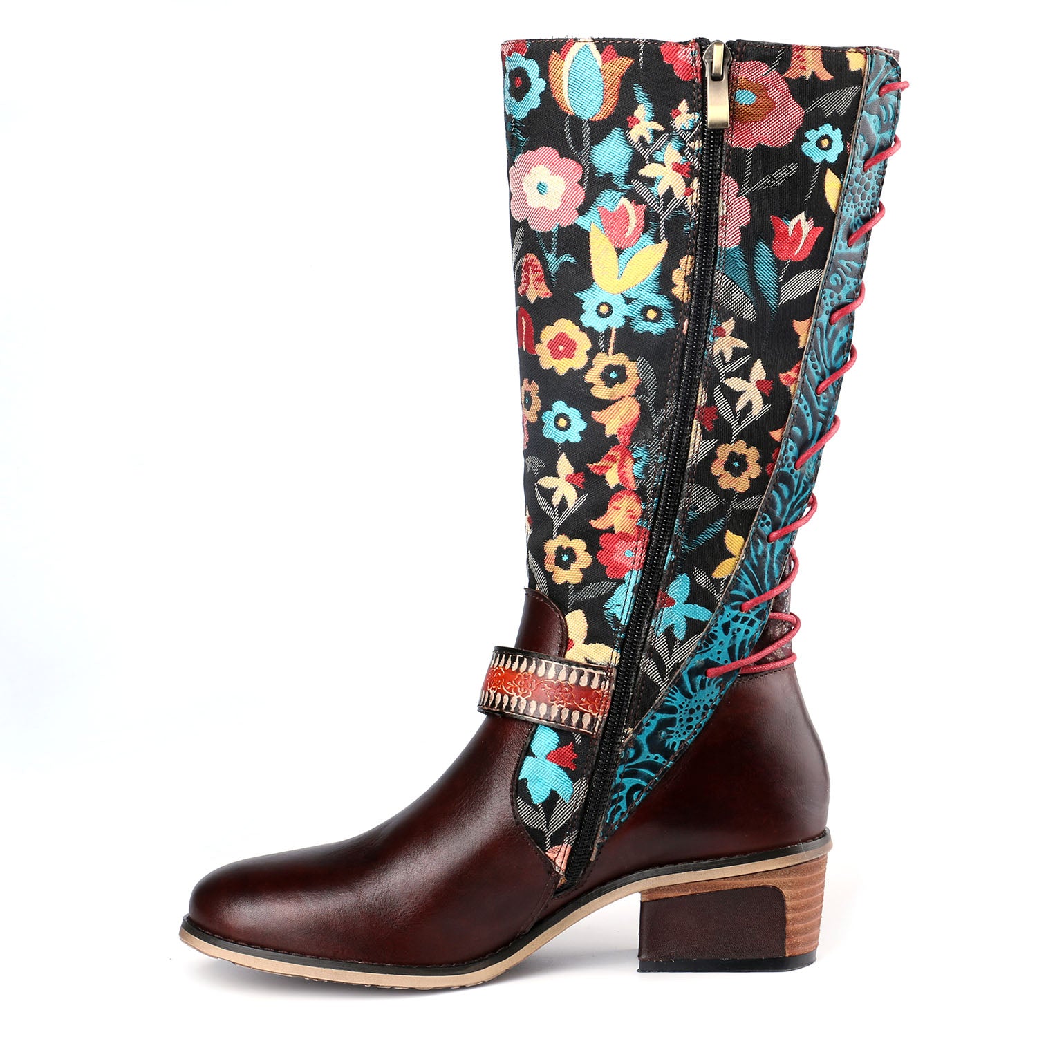 Casual Retro Lederstiefel hohe Röhrenstiefel