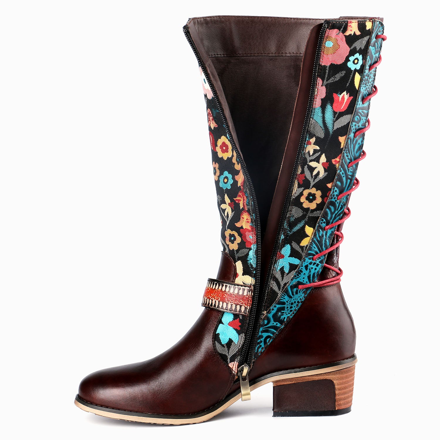 Casual Retro Lederstiefel hohe Röhrenstiefel