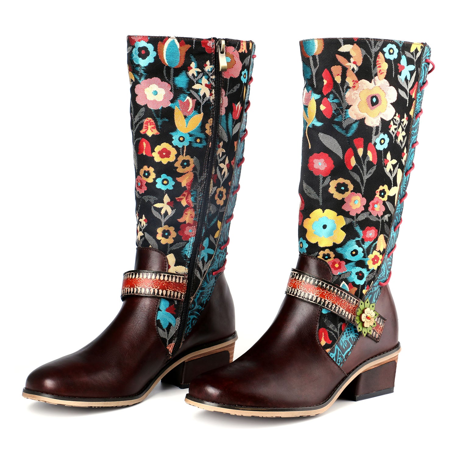 Casual Retro Lederstiefel hohe Röhrenstiefel