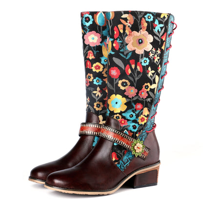 Casual Retro Leather Boots High Tube Boots