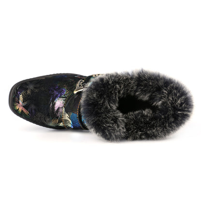 Gorgeous Comfortable Fur Collar Warm Pumps