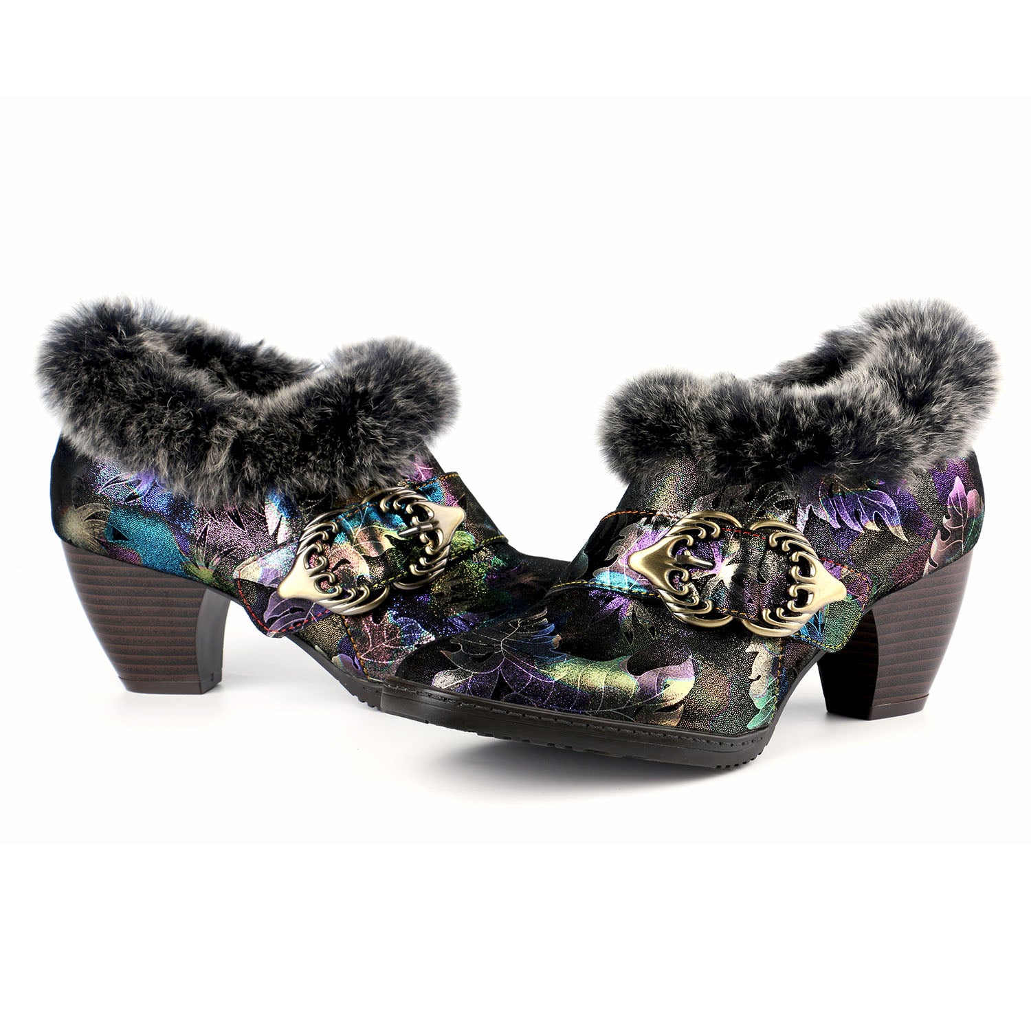 Gorgeous Comfortable Fur Collar Warm Pumps