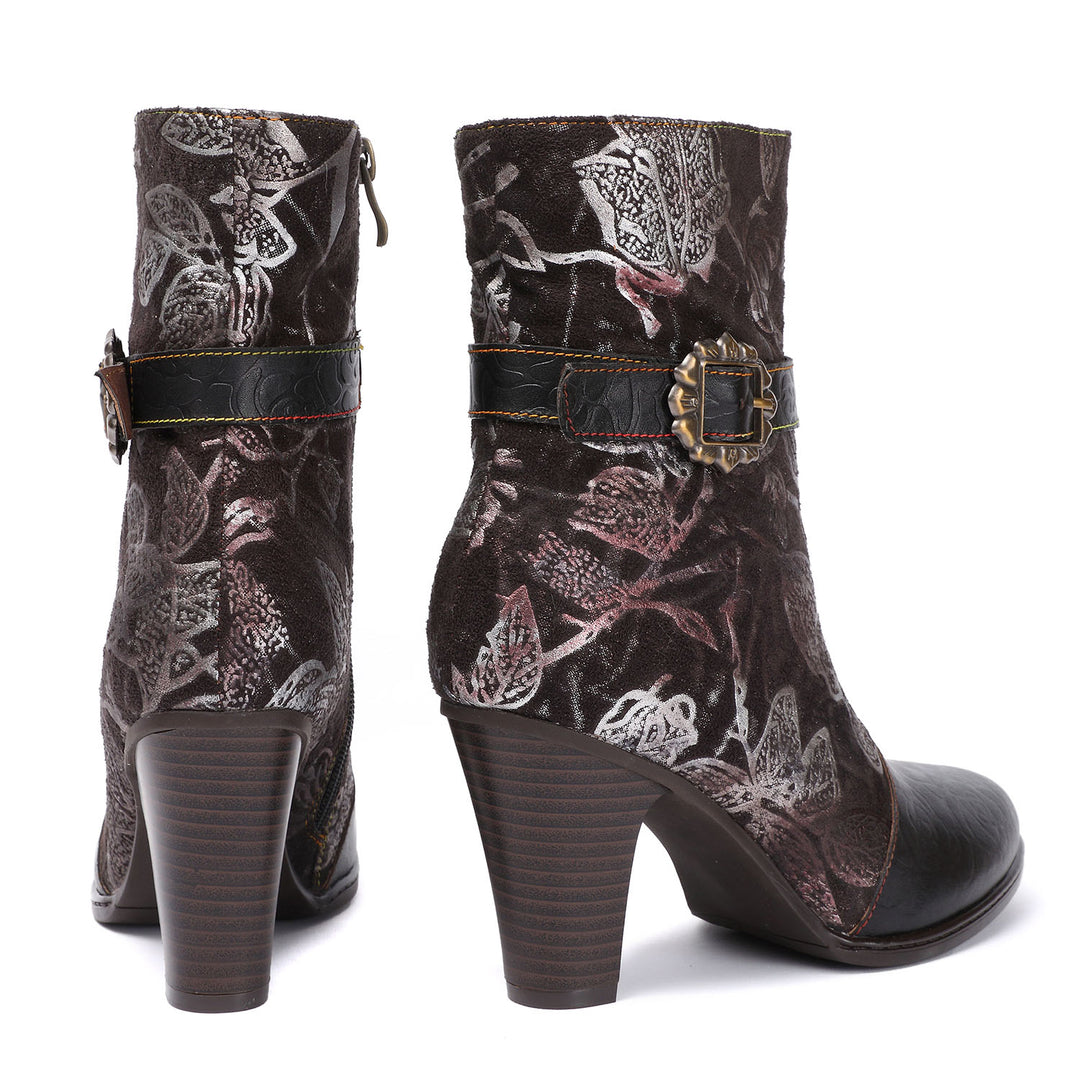 Leather Hand-stitched High Heel Boots