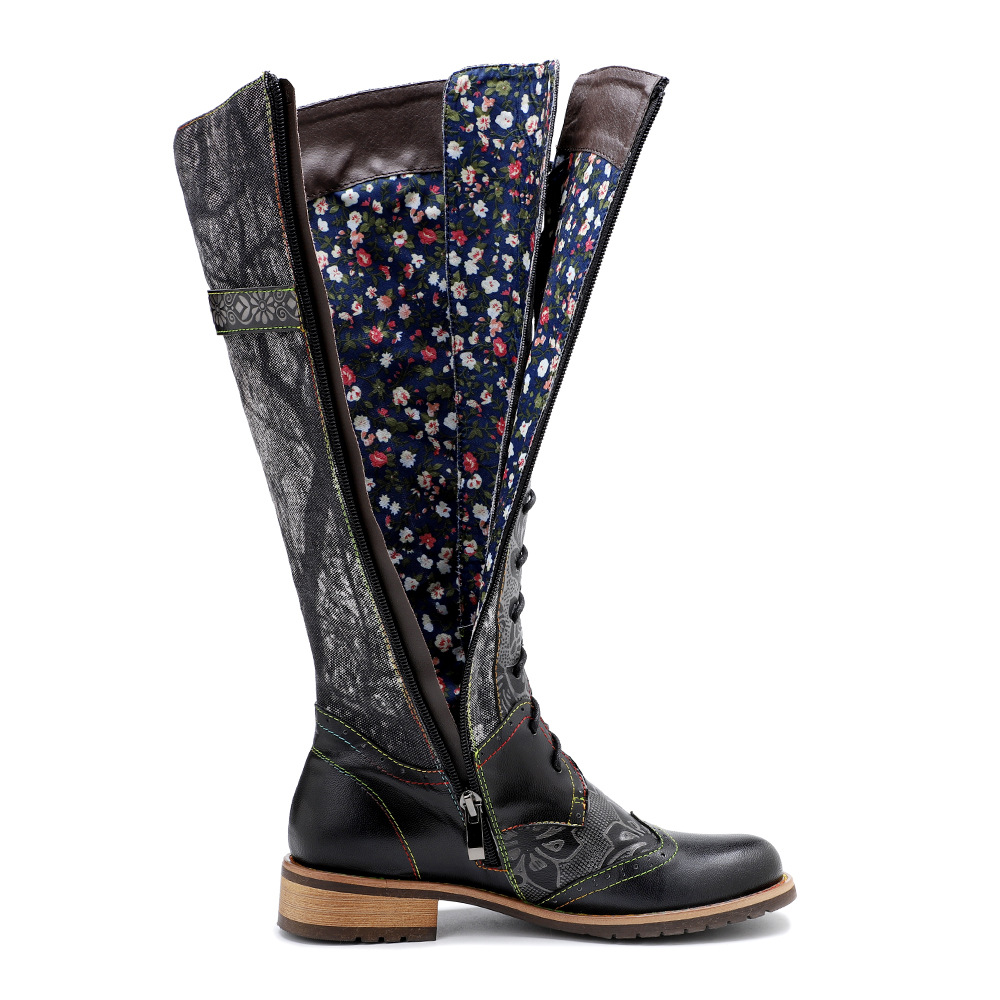 New Casual Retro Leather Knee High Boots