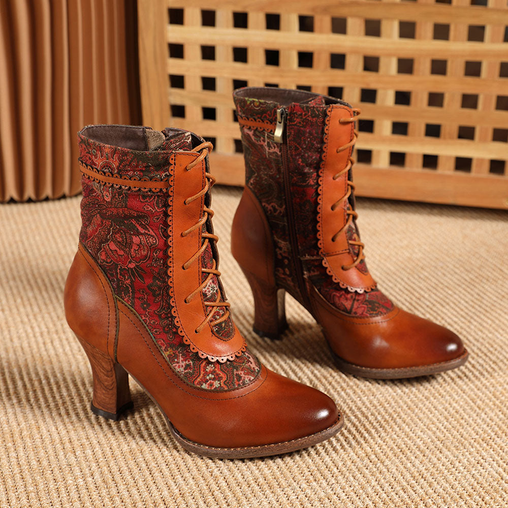 Brogues Handmade Leather High-heel Boots