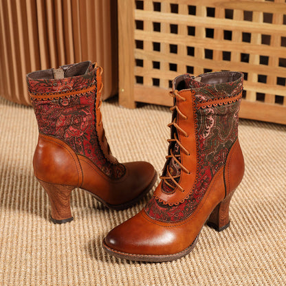 Brogues Handmade Leather High-heel Boots