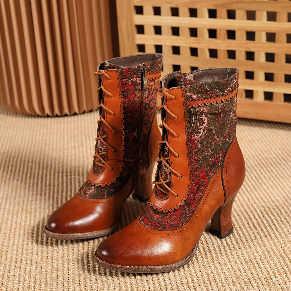 Brogues Handmade Leather High-heel Boots