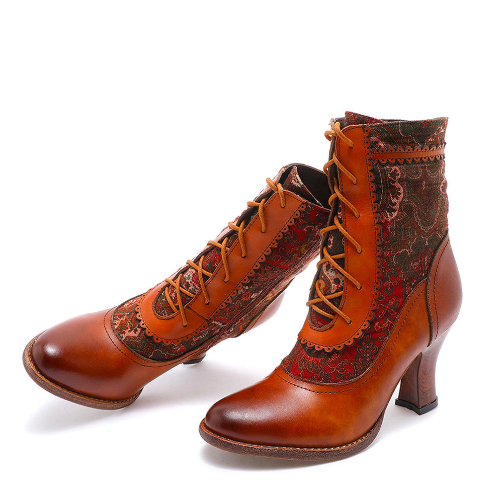 Brogues Handmade Leather High-heel Boots