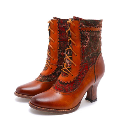 Brogues Handmade Leather High-heel Boots