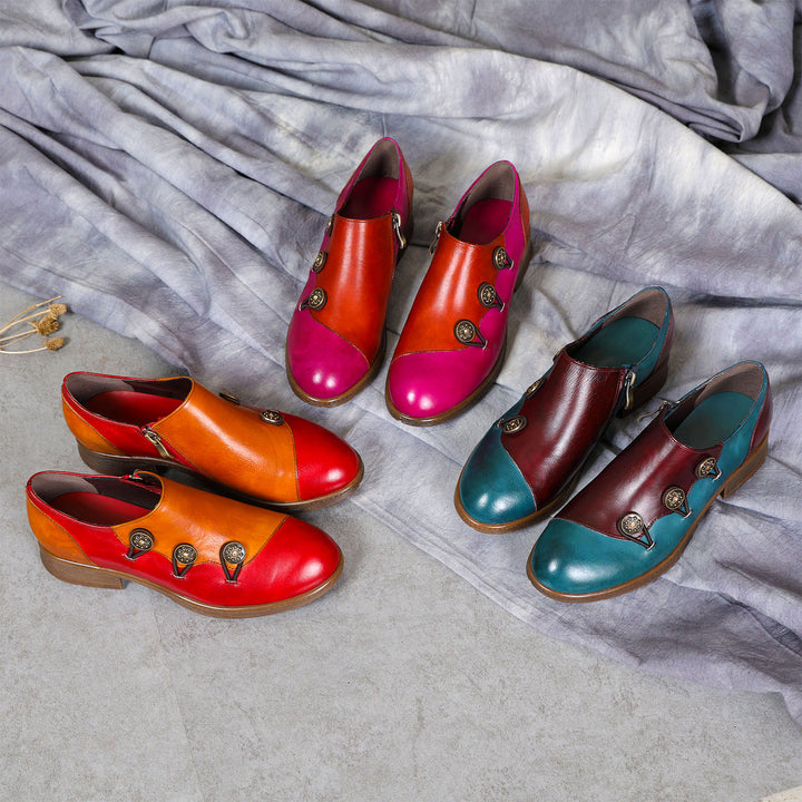 Hand Painted Leather Flat Shoes