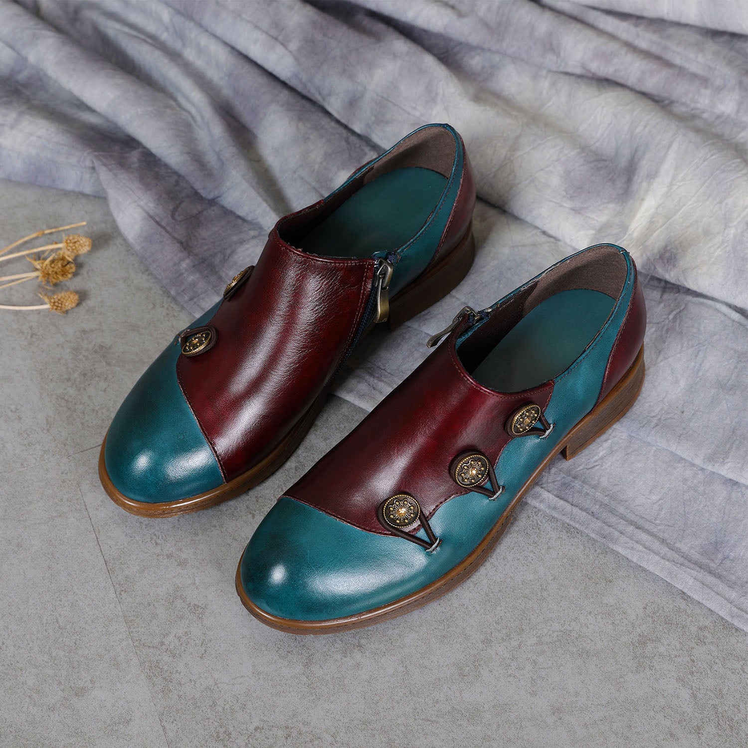 Hand Painted Leather Flat Shoes