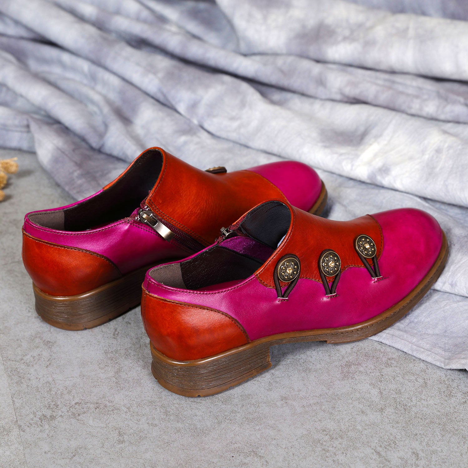 Hand Painted Leather Flat Shoes