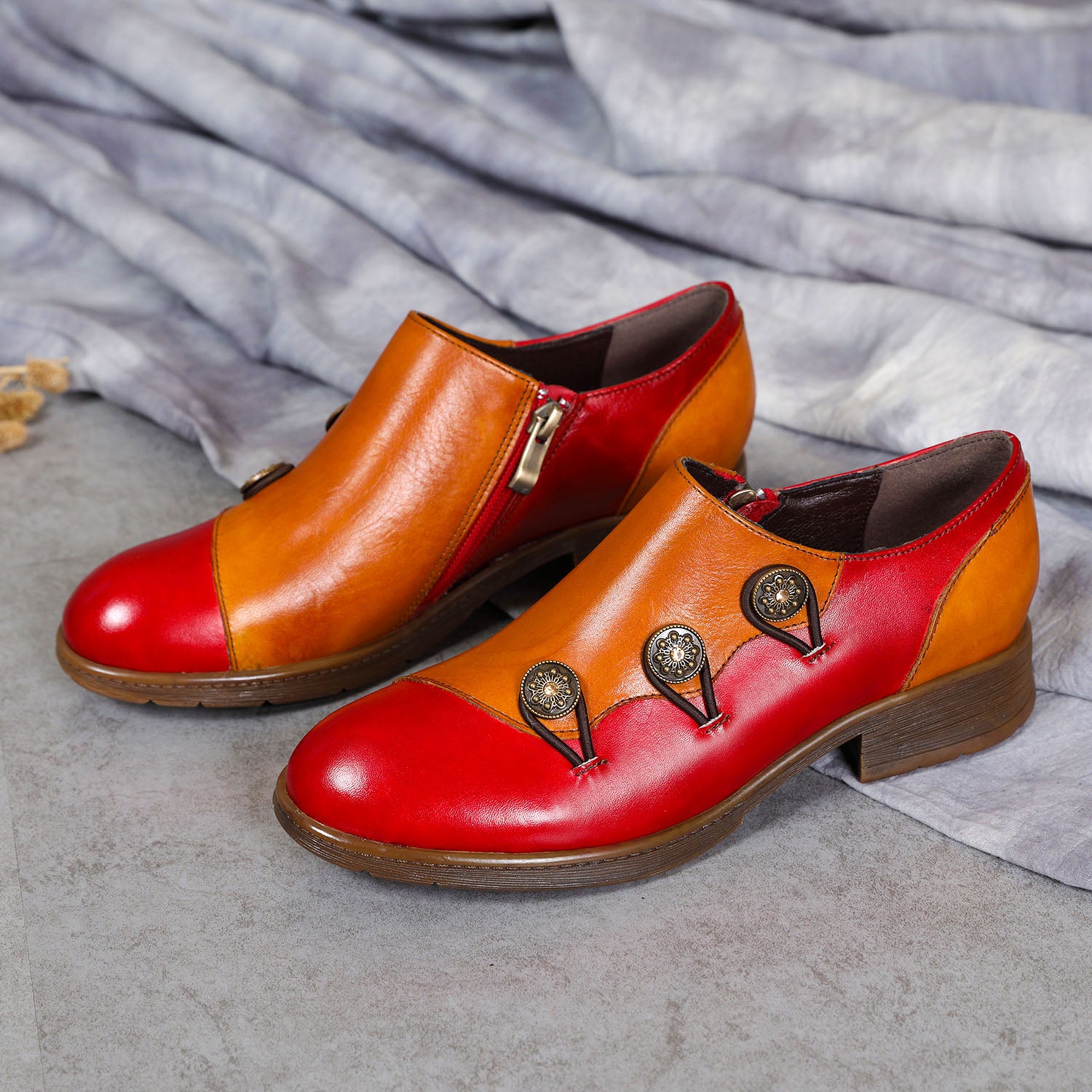 Hand Painted Leather Flat Shoes