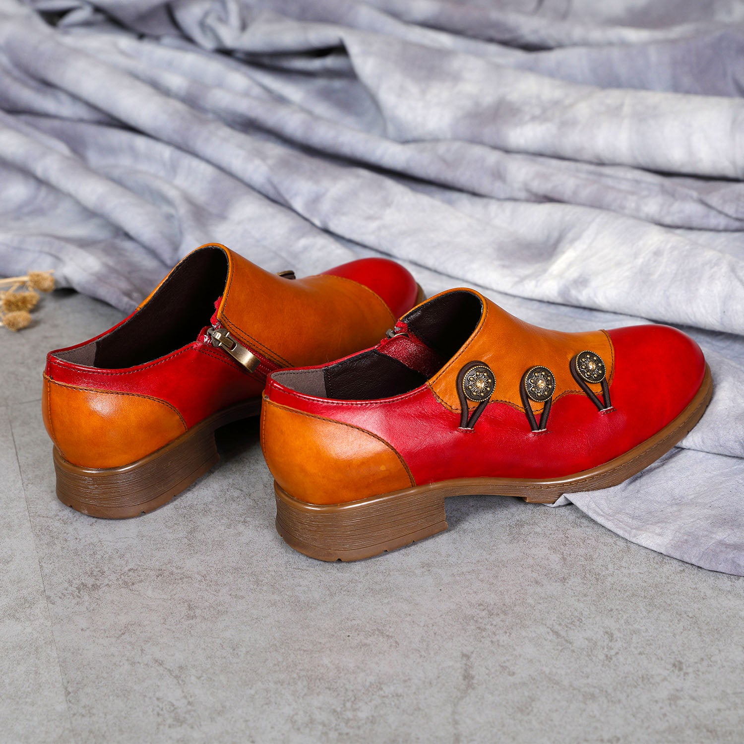 Hand Painted Leather Flat Shoes