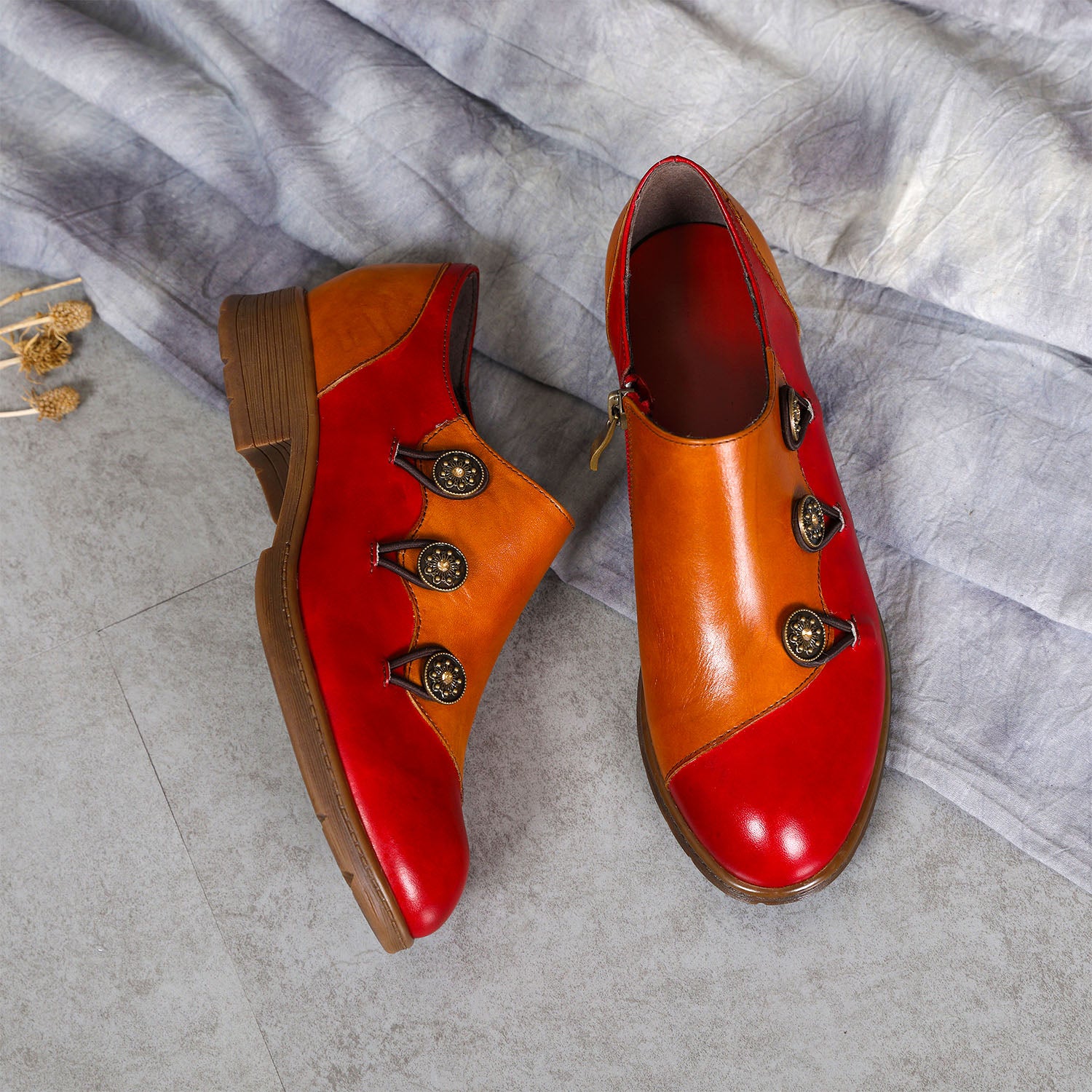 Hand Painted Leather Flat Shoes