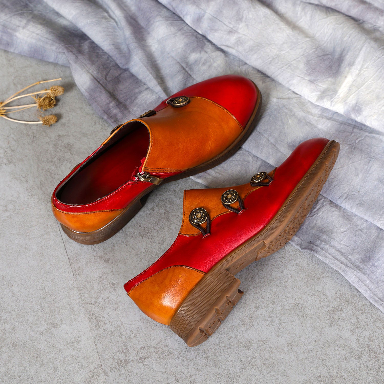 Hand Painted Leather Flat Shoes