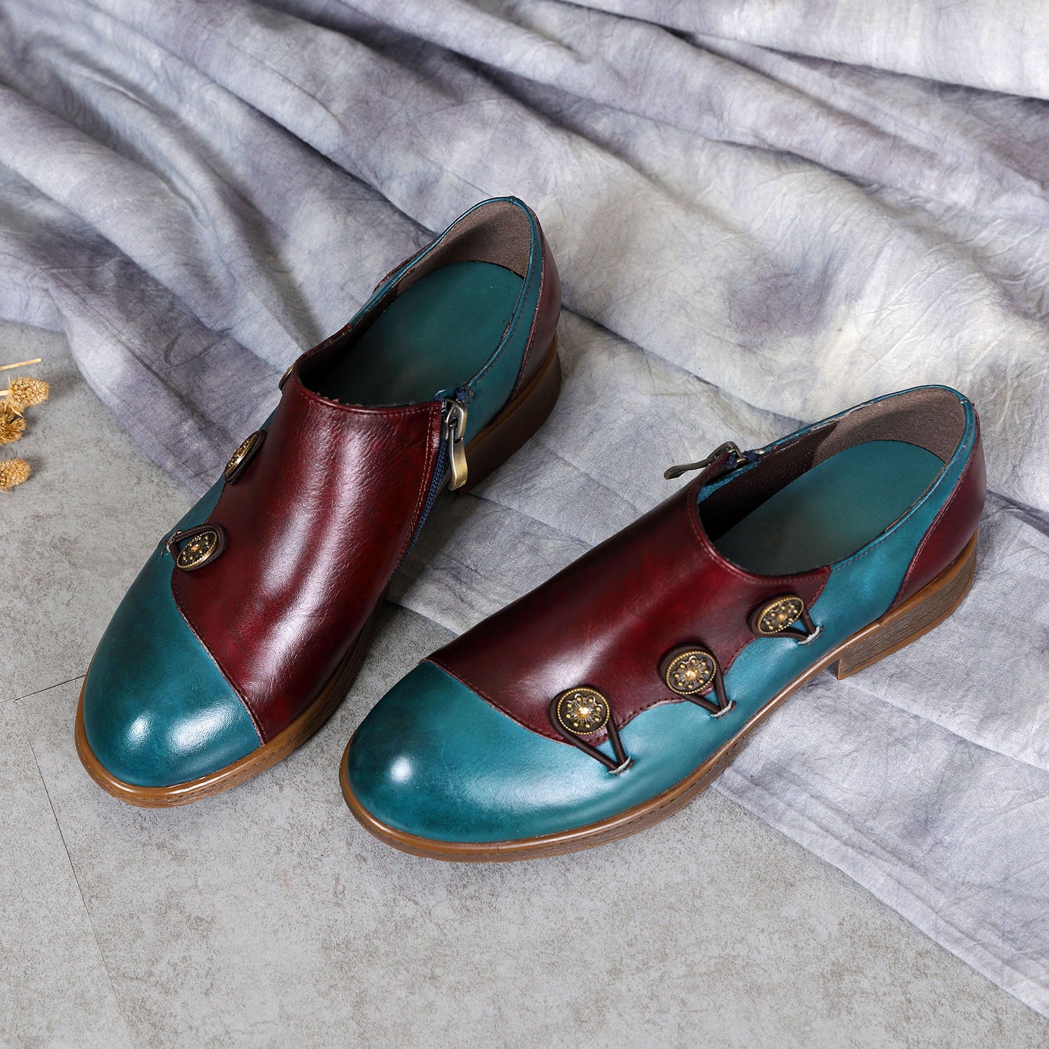 Hand Painted Leather Flat Shoes